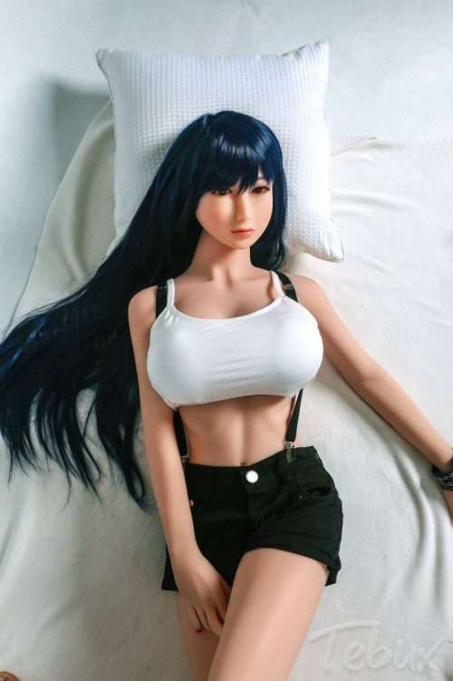 Anime sex doll Tifa lying down wearing white top