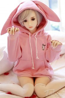 teen Cheap TPE Sex Dolls wearing pink bunny outfit