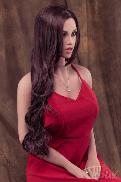Best sex doll sitting wearing red dress