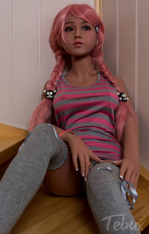 High-quality sex doll sitting on stairs