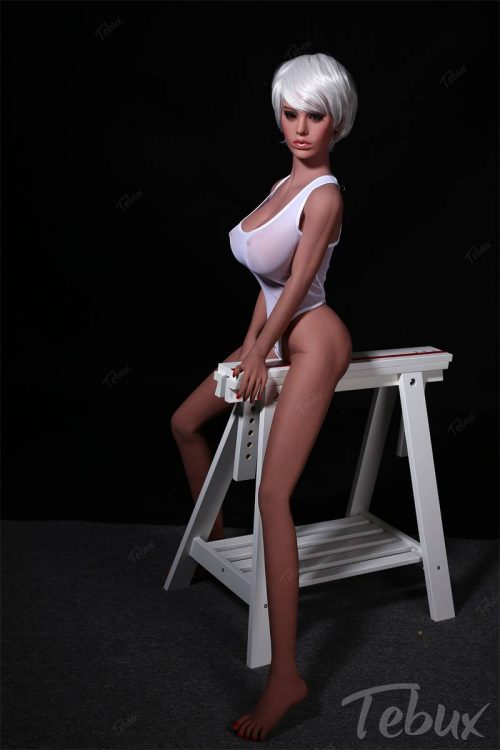 Inexpensive sex doll Amara wearing white top