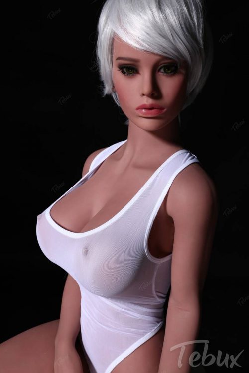 Inexpensive sex doll Amara wearing white top
