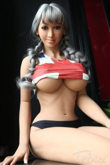 Sex Doll For Male smiling at the camera with her shirt up