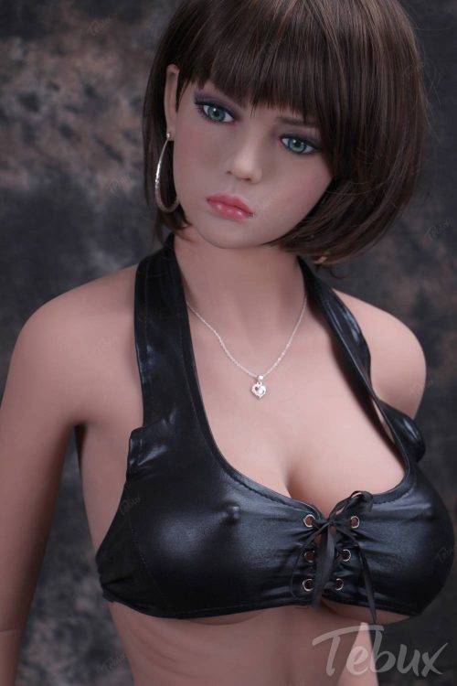 Ultra realistic sex doll Lilian wearing leather lingerie