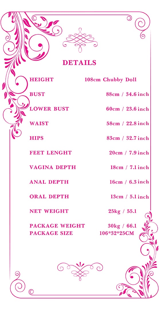 108cm chubby sex doll measurements Tebux