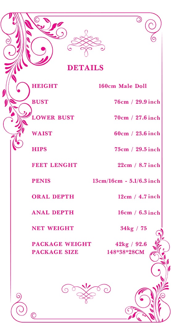 160cm male sex doll measurements Tebux